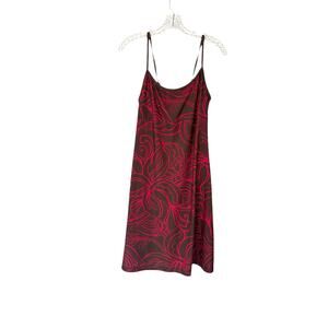 Athleta Brown Red Nylon Spaghetti Strap Vacation Travel Beach Swim Dress Medium